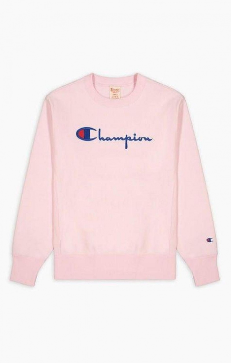 Dámské Mikiny Champion Script Logo Reverse Weave Sweatshirt Růžové | 5487-KONSU