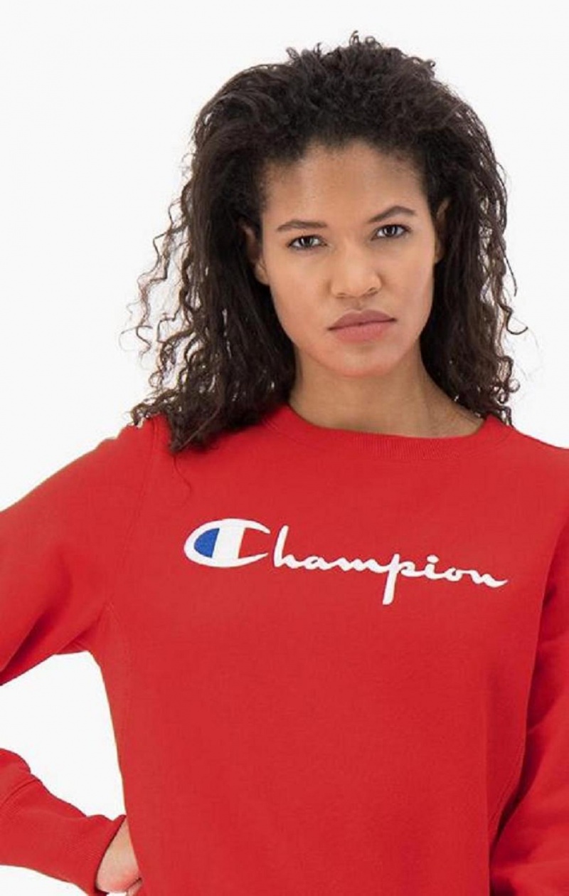 Dámské Mikiny Champion Script Logo Reverse Weave Sweatshirt Červené | 4812-RVPDT