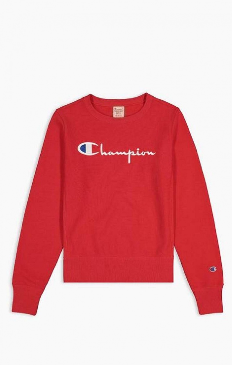 Dámské Mikiny Champion Script Logo Reverse Weave Sweatshirt Červené | 4812-RVPDT