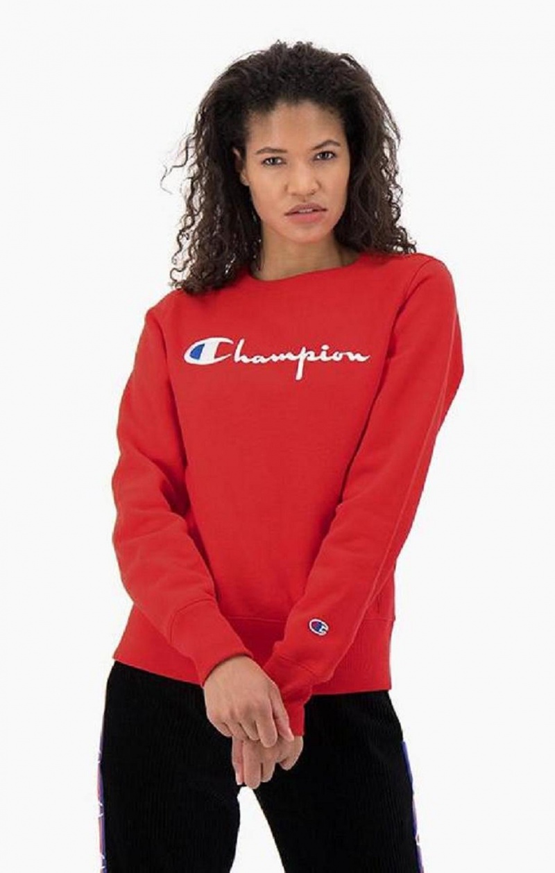 Dámské Mikiny Champion Script Logo Reverse Weave Sweatshirt Červené | 4812-RVPDT