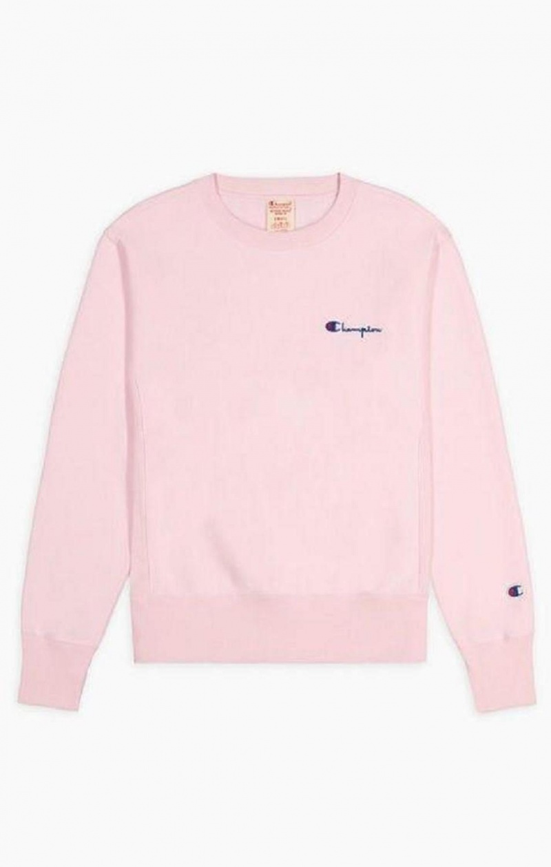 Dámské Mikiny Champion Small Script Logo Reverse Weave Sweatshirt Růžové | 6480-JUAKN