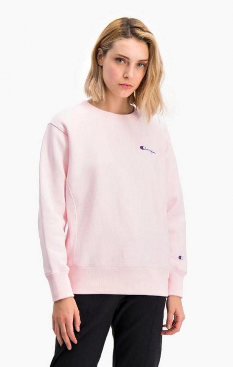 Dámské Mikiny Champion Small Script Logo Reverse Weave Sweatshirt Růžové | 6480-JUAKN