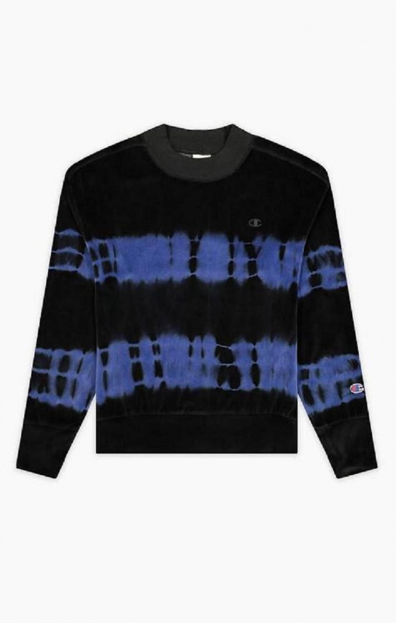 Dámské Mikiny Champion Tie Dye C Logo Velour Sweatshirt Tmavě Blankyt | 5476-NYRLK