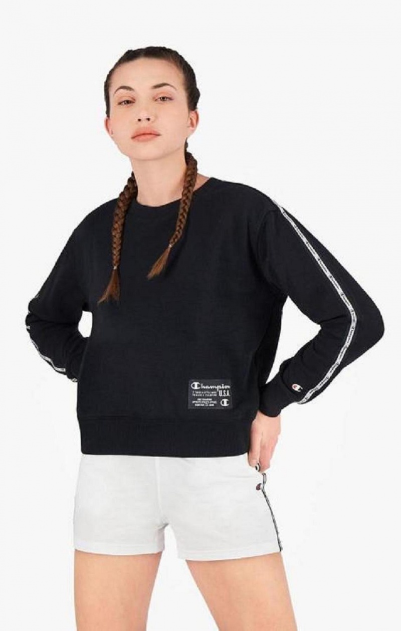 Dámské Mikiny Champion USA Cropped Sweatshirt Černé | 8097-LZFOY