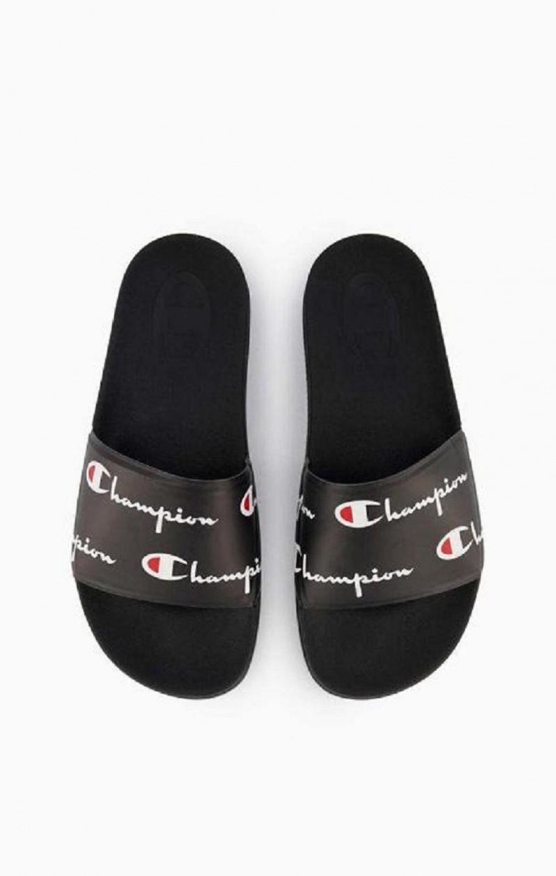 Dámské Nazouváky Champion Repeat Script Logo Print Pool Slides Černé | 2435-JRBDZ