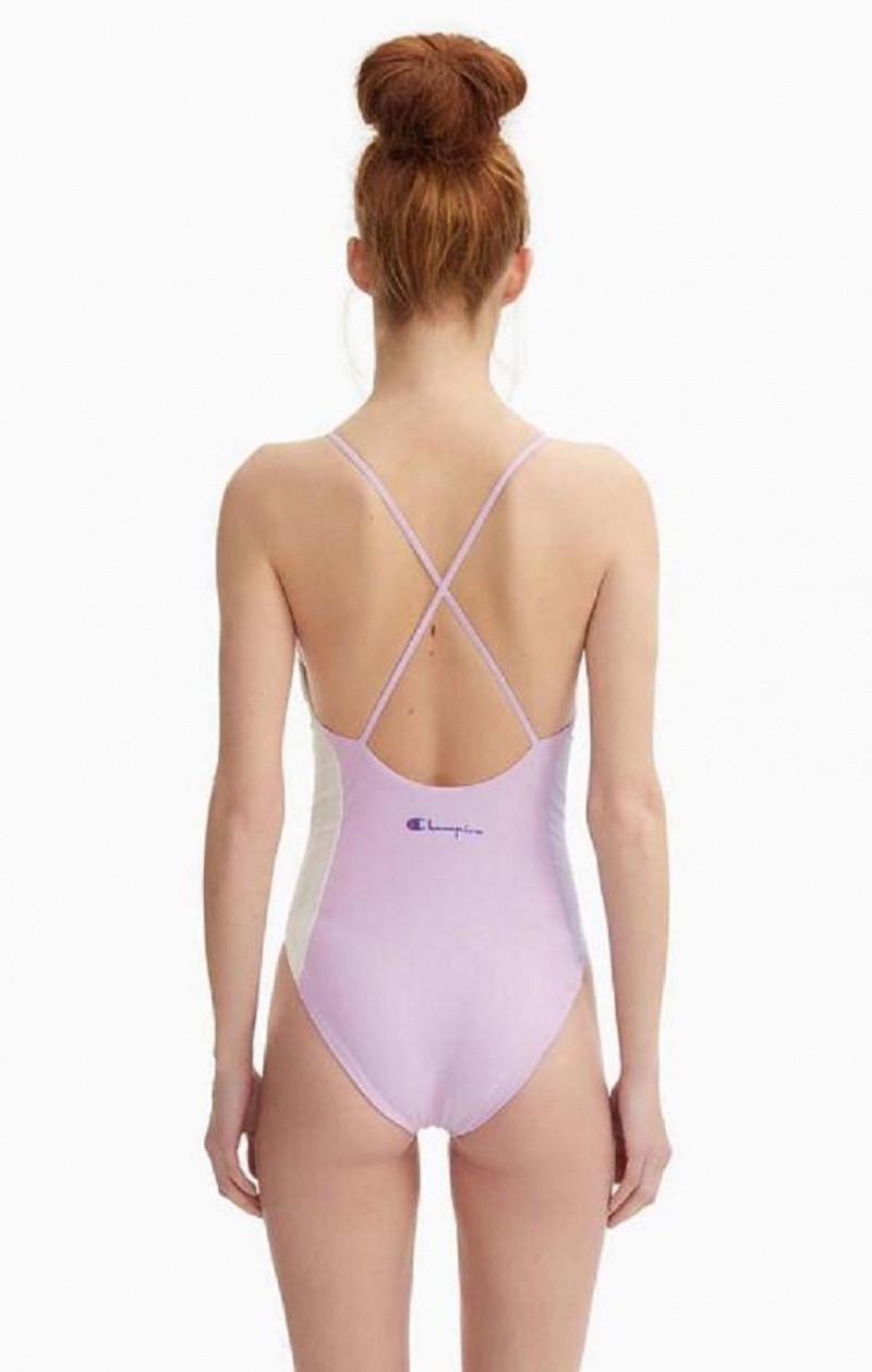 Dámské Plavky Champion Colour Block Cross Back Swimsuit Blankyt | 5731-FOBZQ