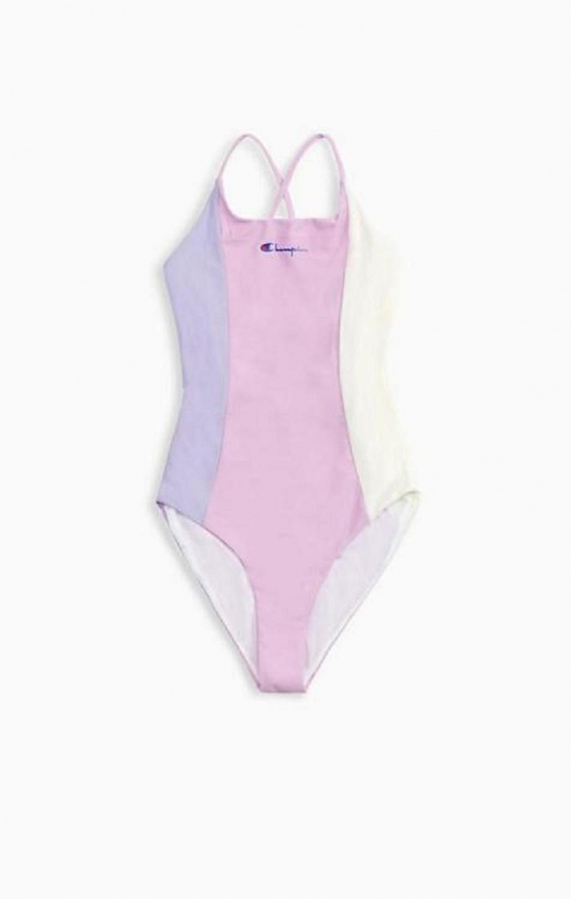 Dámské Plavky Champion Colour Block Cross Back Swimsuit Blankyt | 5731-FOBZQ