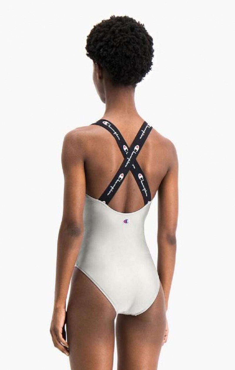 Dámské Plavky Champion Cross Back Scoop Neck Swimsuit Světle Šedé | 0761-ZVOXP