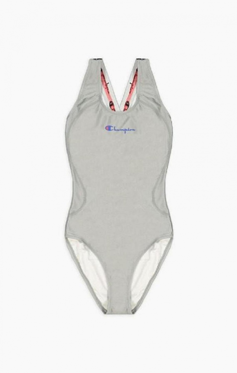 Dámské Plavky Champion Cross Back Scoop Neck Swimsuit Světle Šedé | 0761-ZVOXP