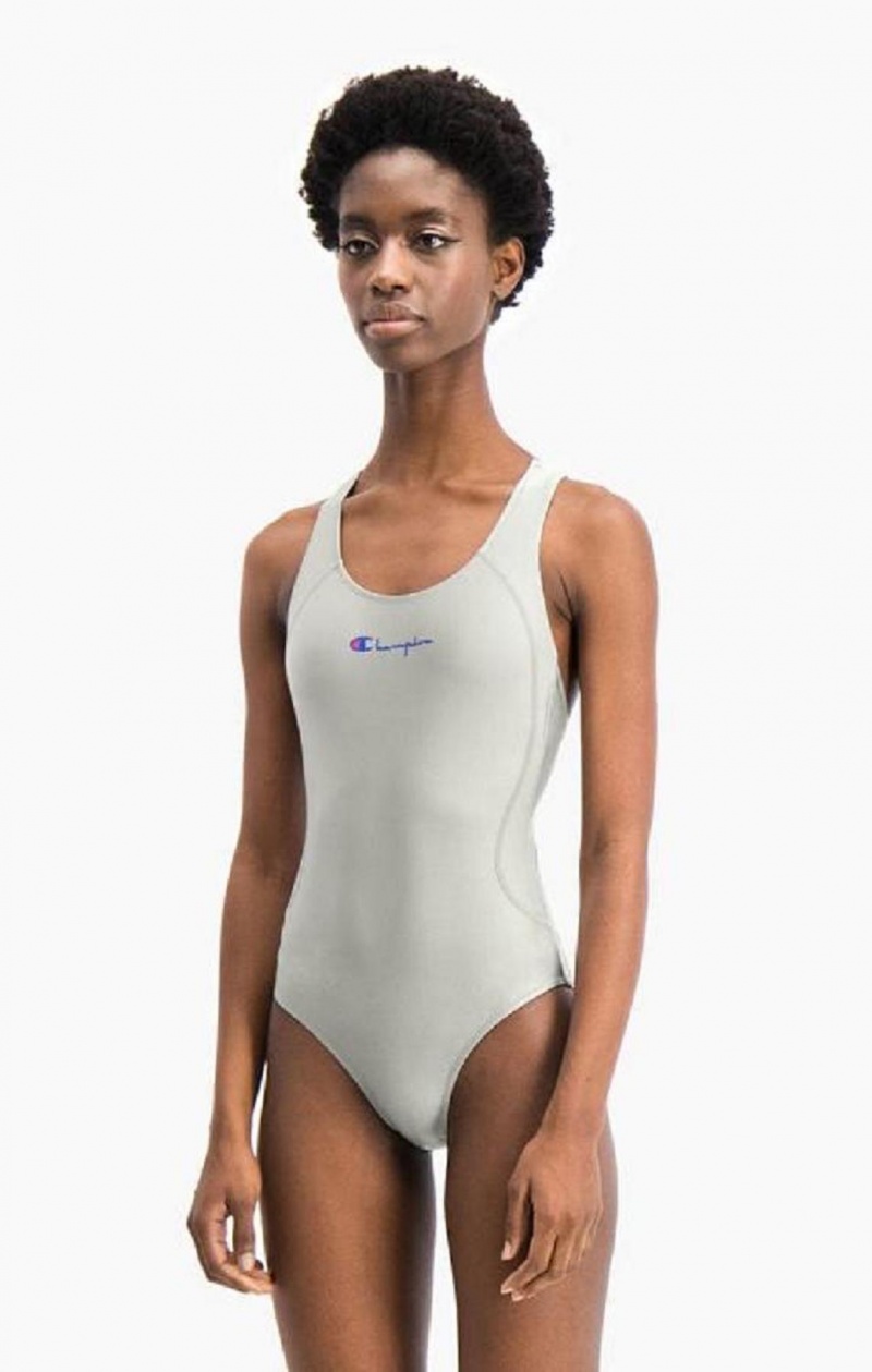 Dámské Plavky Champion Cross Back Scoop Neck Swimsuit Světle Šedé | 0761-ZVOXP