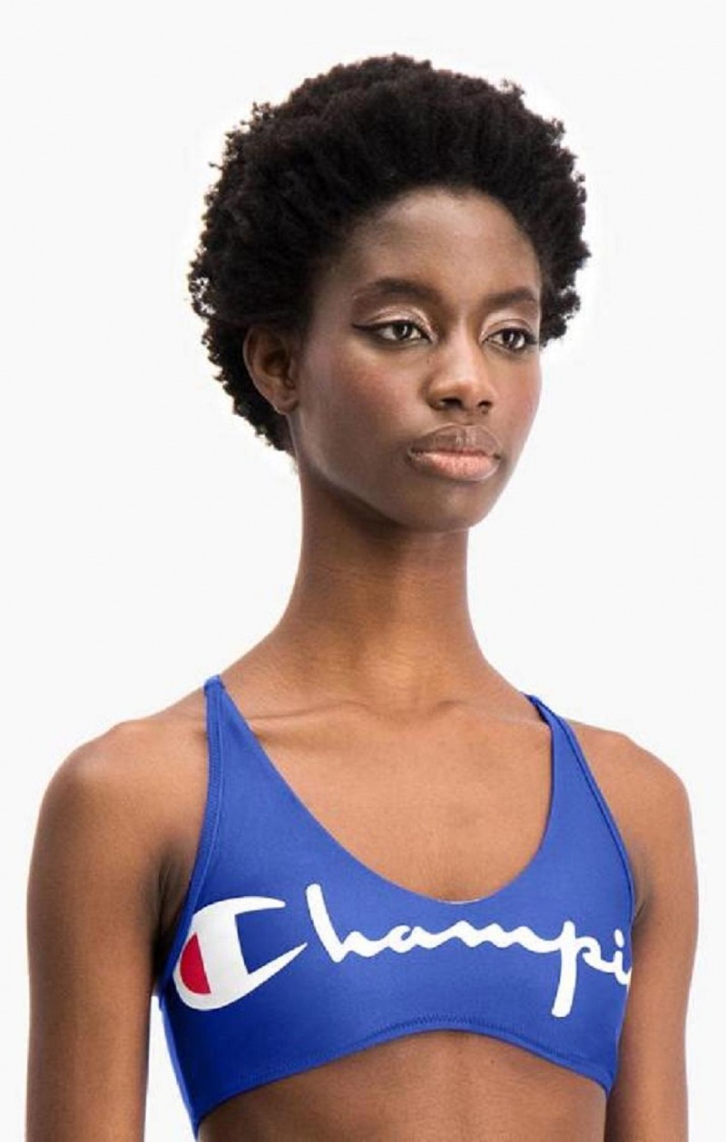 Dámské Plavky Champion Cross Back V Neck Script Logo Bikiny Top Blankyt | 9461-GZFVW