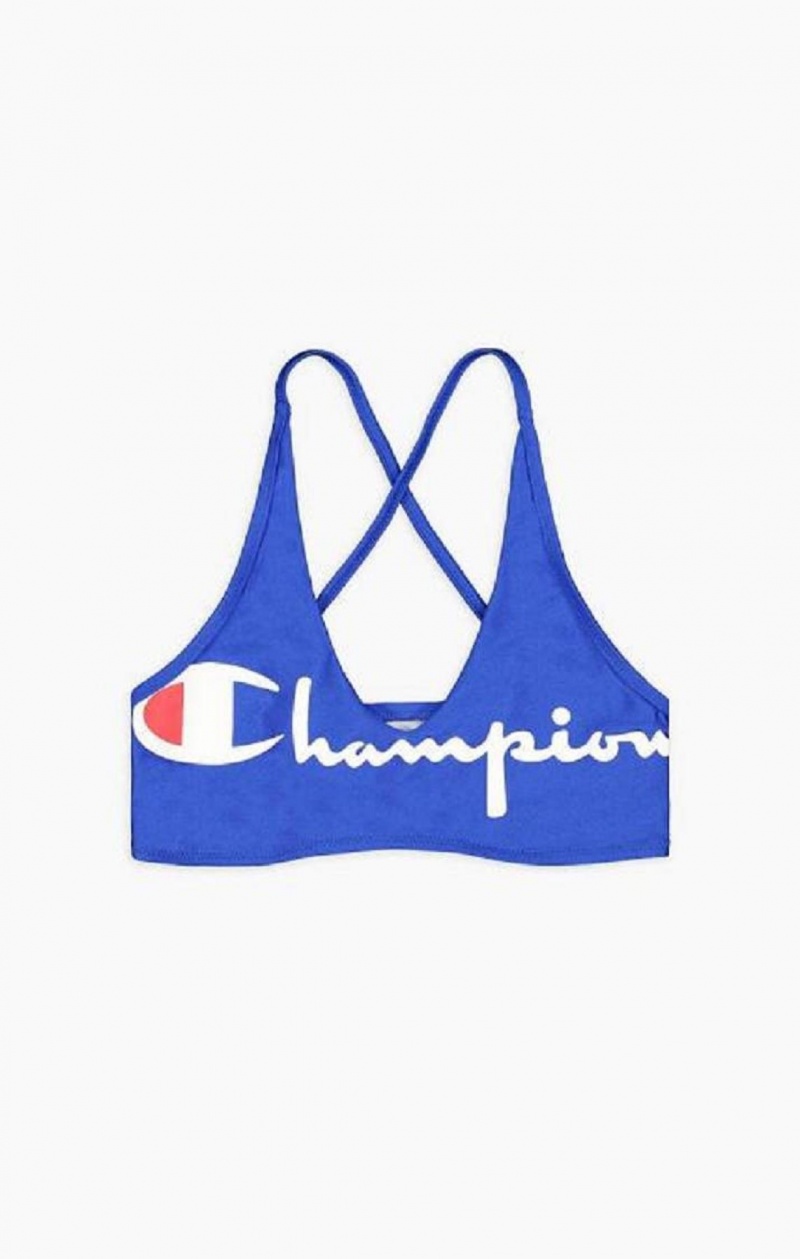 Dámské Plavky Champion Cross Back V Neck Script Logo Bikiny Top Blankyt | 9461-GZFVW