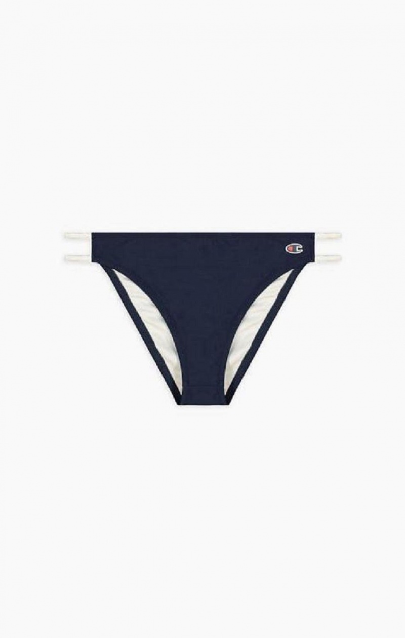 Dámské Plavky Champion Grafická Stripe Double Páskové Bikiny Bottoms Tmavě Blankyt | 8042-WLPXC