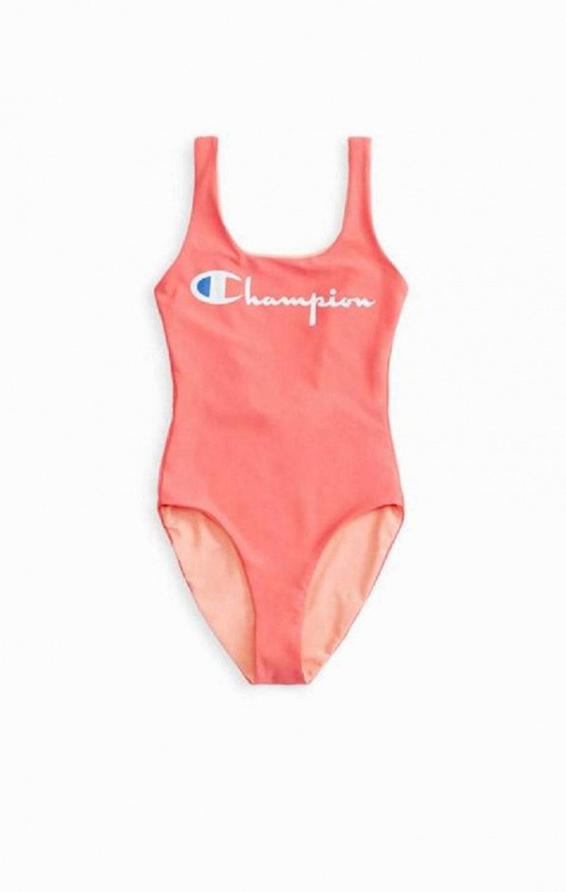 Dámské Plavky Champion Reversible Script Logo Swimsuit Koralove | 0176-FEOQA