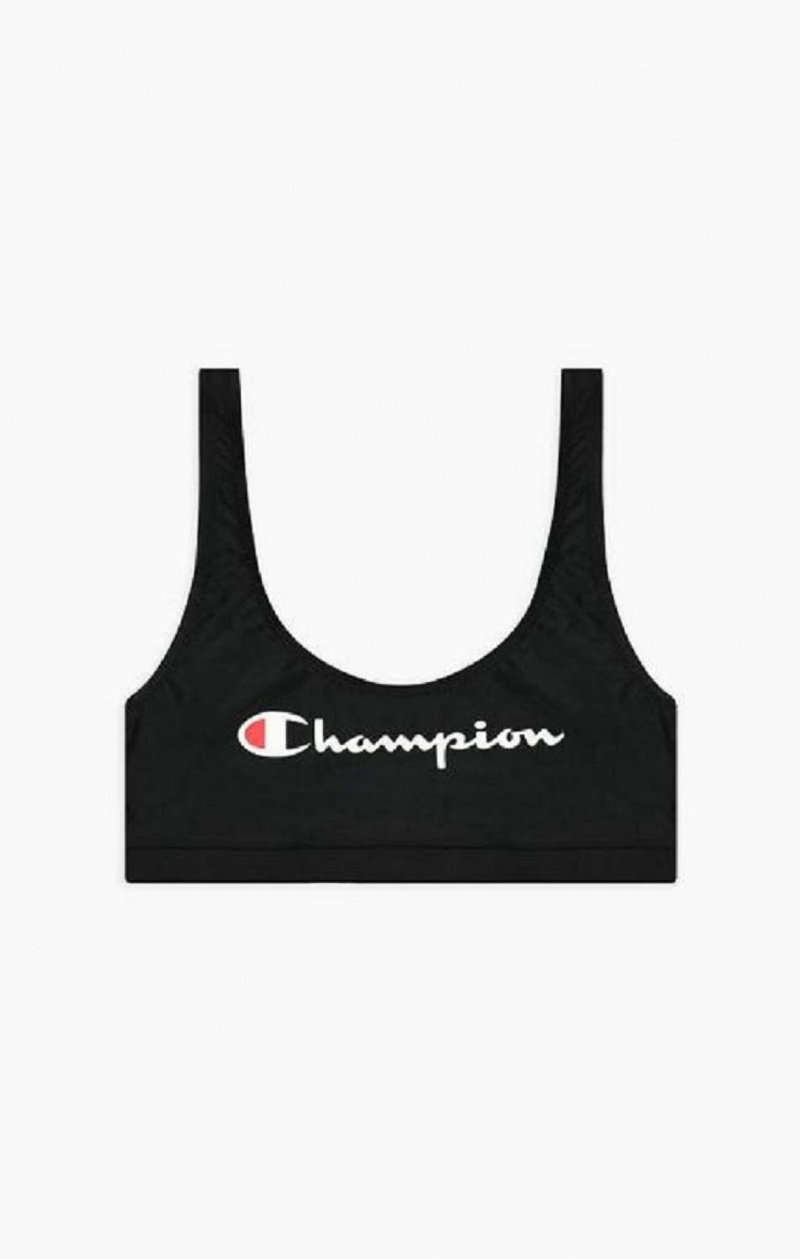 Dámské Plavky Champion Script Logo Crop Bikiny Top Černé | 7458-IMLSZ