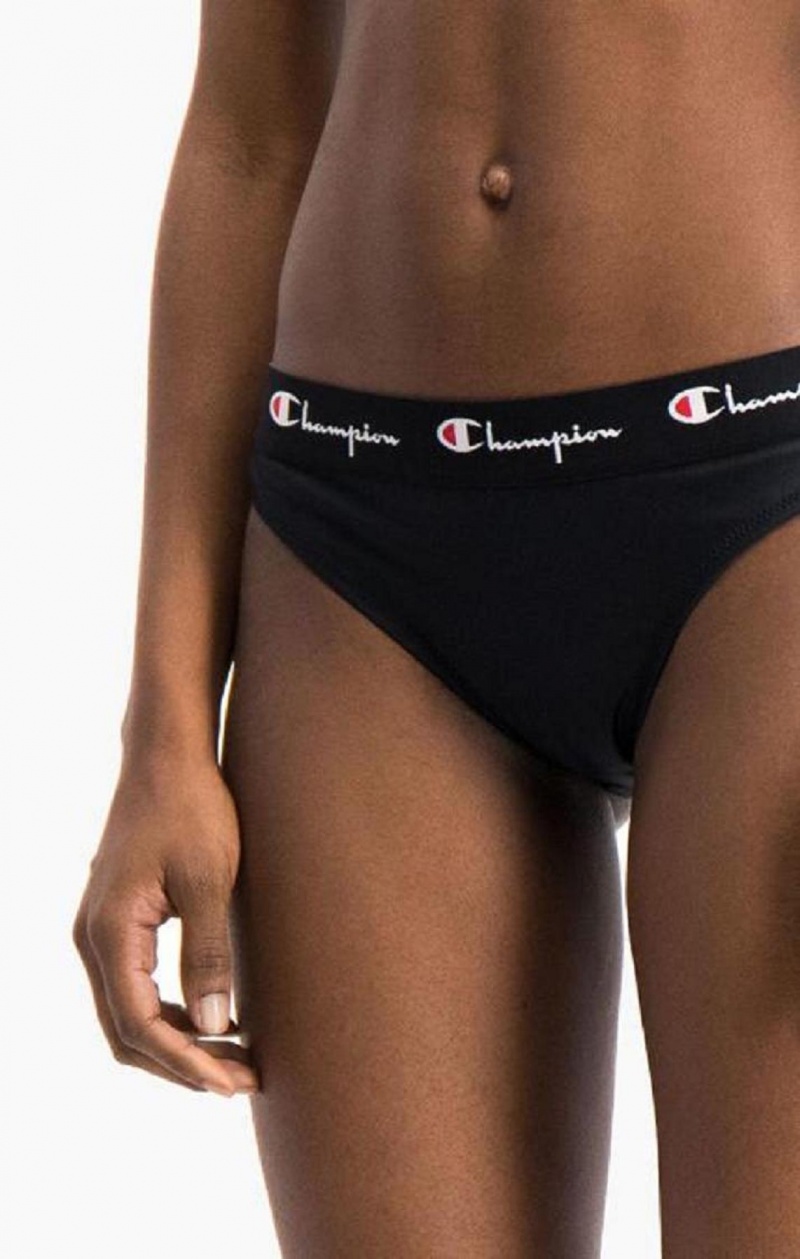 Dámské Plavky Champion Script Logo Trim Hipster Bikiny Bottoms Černé | 3527-WRAJT