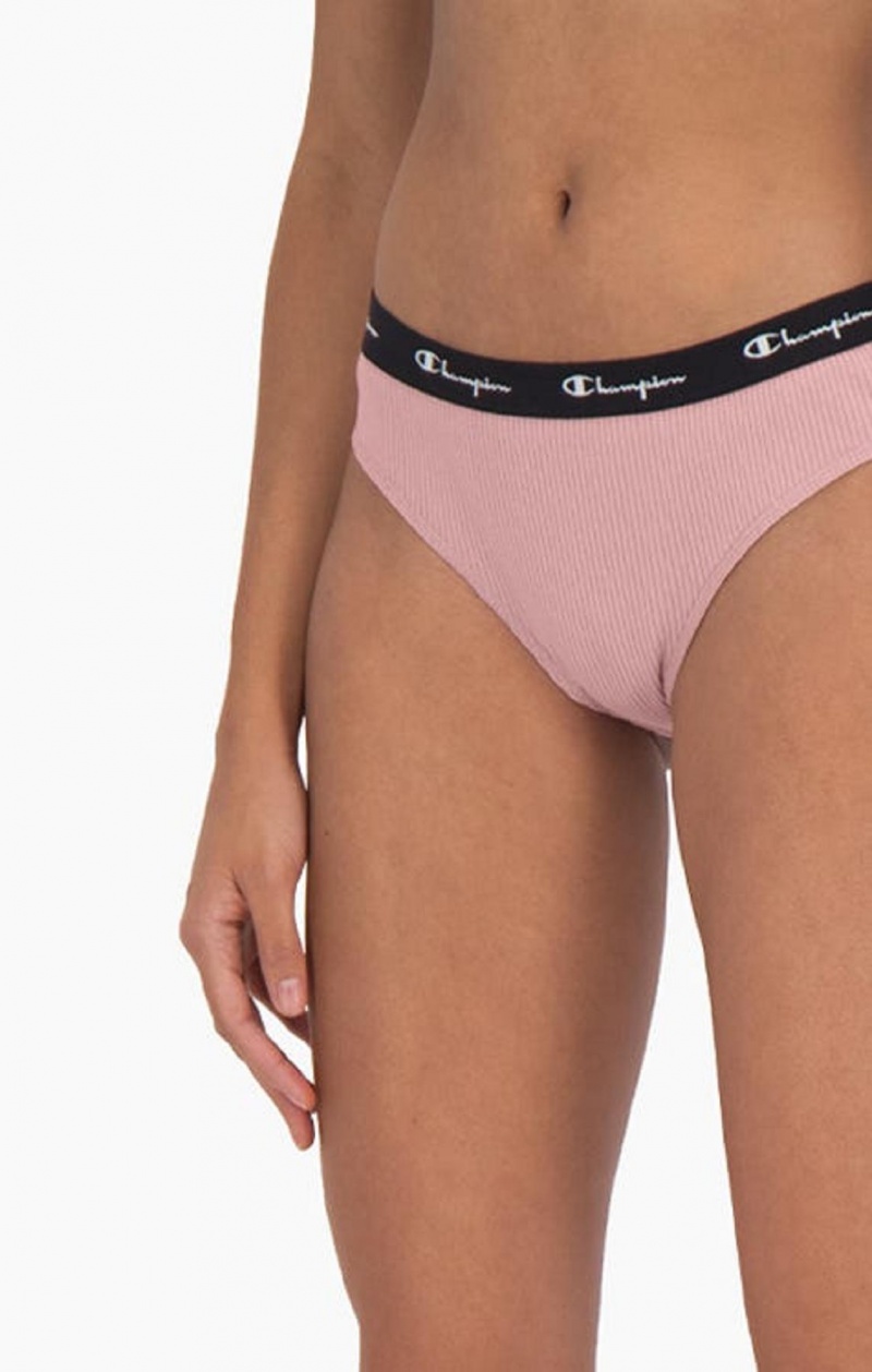 Dámské Plavky Champion Žebrovaný Bavlněné Logo Trim Briefs Růžové | 3954-VADIR