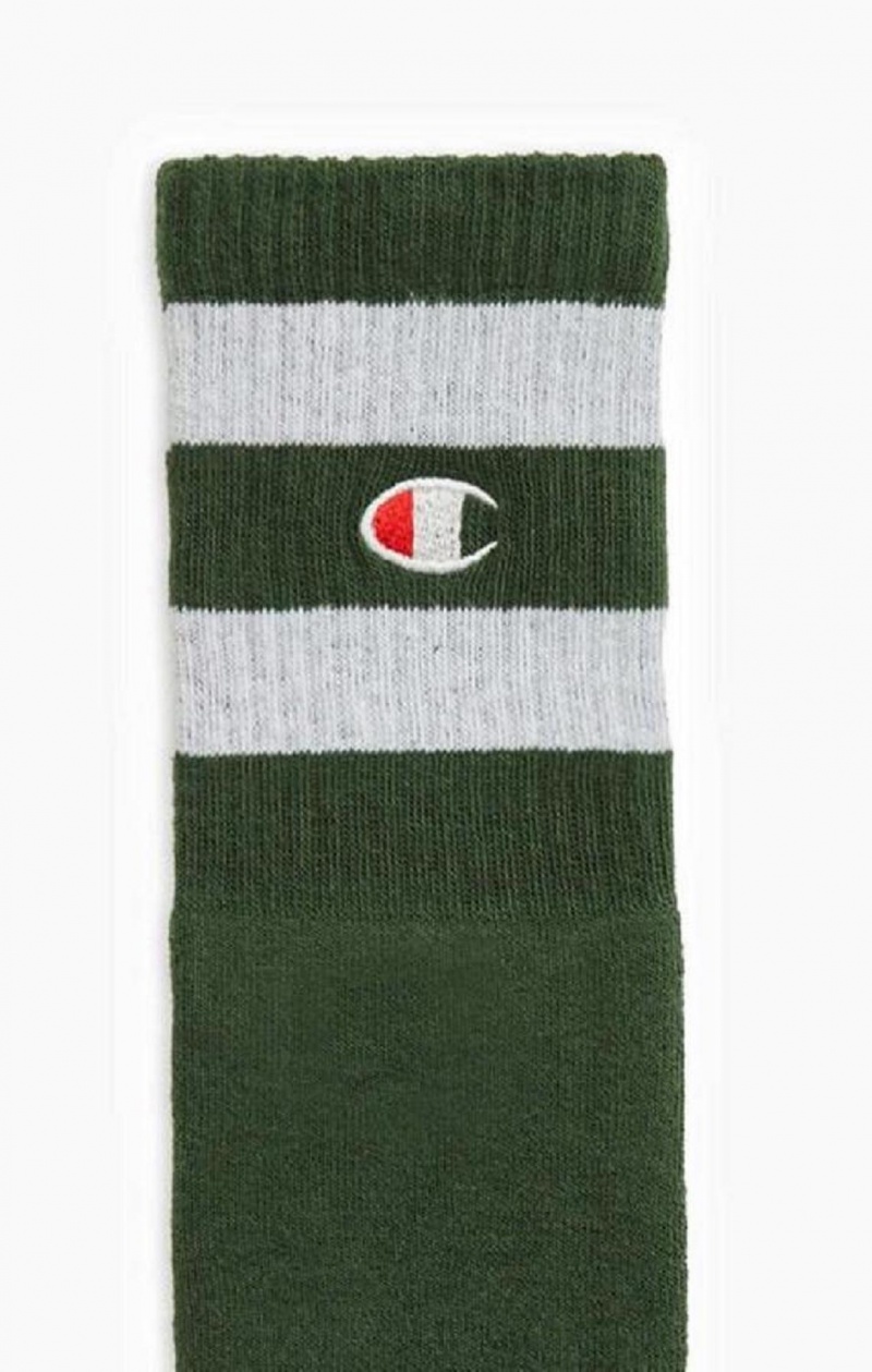 Dámské Ponožky Champion Tube Stripe Crew Socks Zelene | 0396-IBKJH