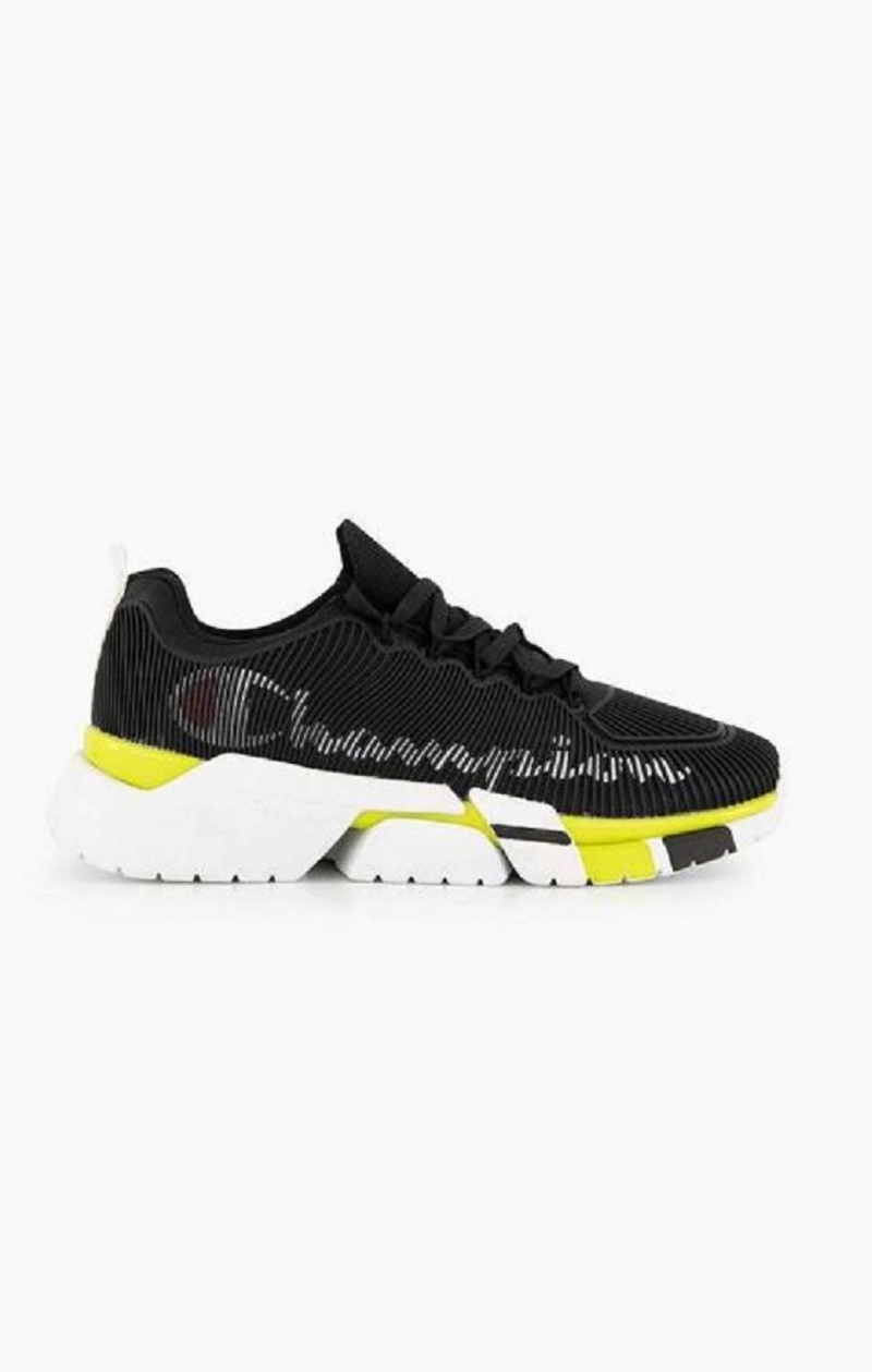 Dámské Sportovní Boty Champion Script Logo Recycled Mesh Trainers Černé | 8543-ESZKT