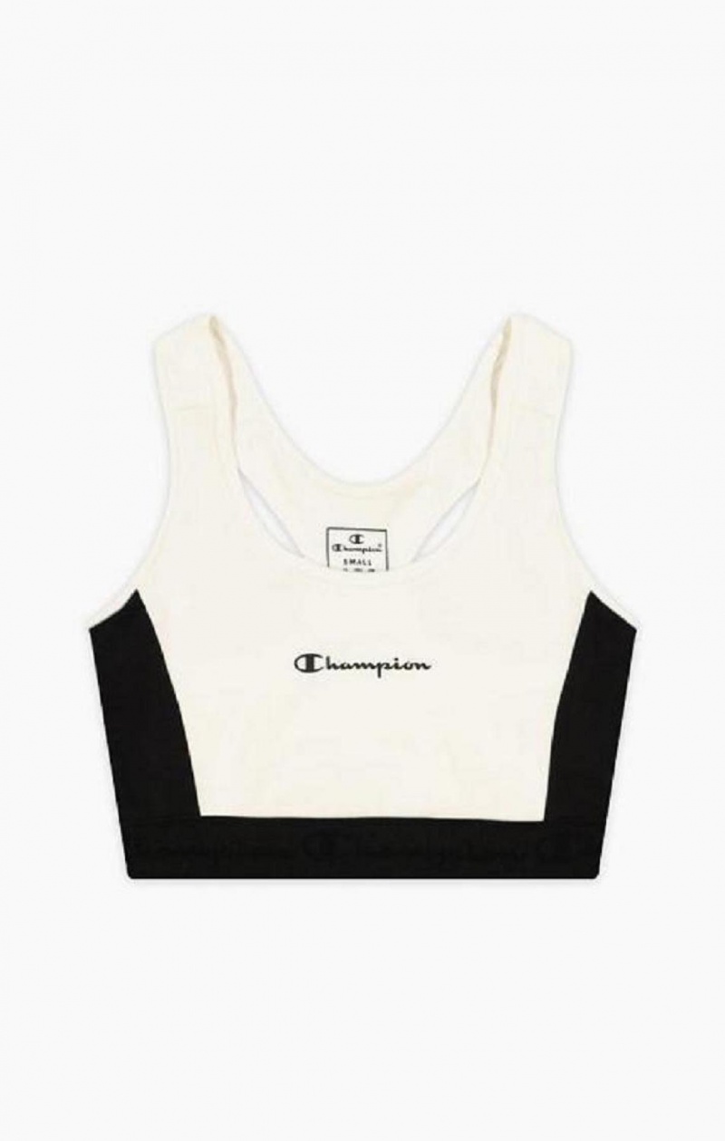 Dámské Sportovní Podprsenka Champion Embossed Logo Tape Sports Bra Bílé | 9602-JTNSK