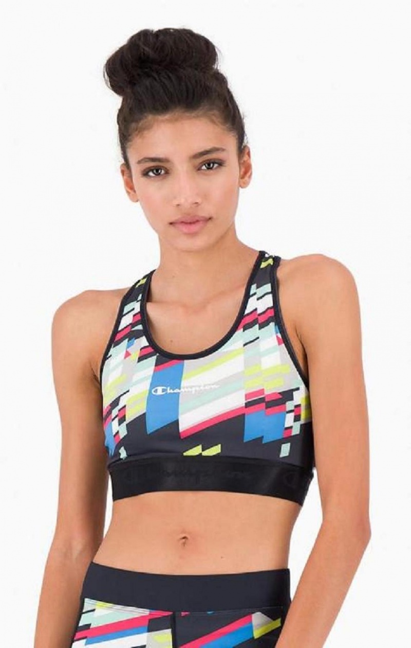 Dámské Sportovní Podprsenka Champion Embossed Logo Tape Sports Bra Černé | 1257-HDUCR