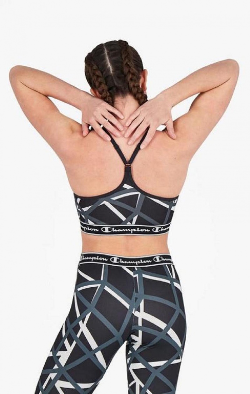 Dámské Sportovní Podprsenka Champion Geometric Print Sports Bra Černé | 4891-TCNRF