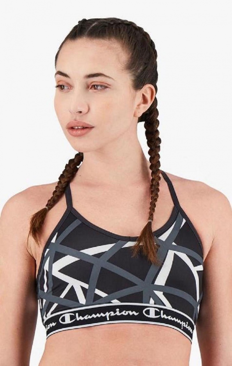 Dámské Sportovní Podprsenka Champion Geometric Print Sports Bra Černé | 4891-TCNRF