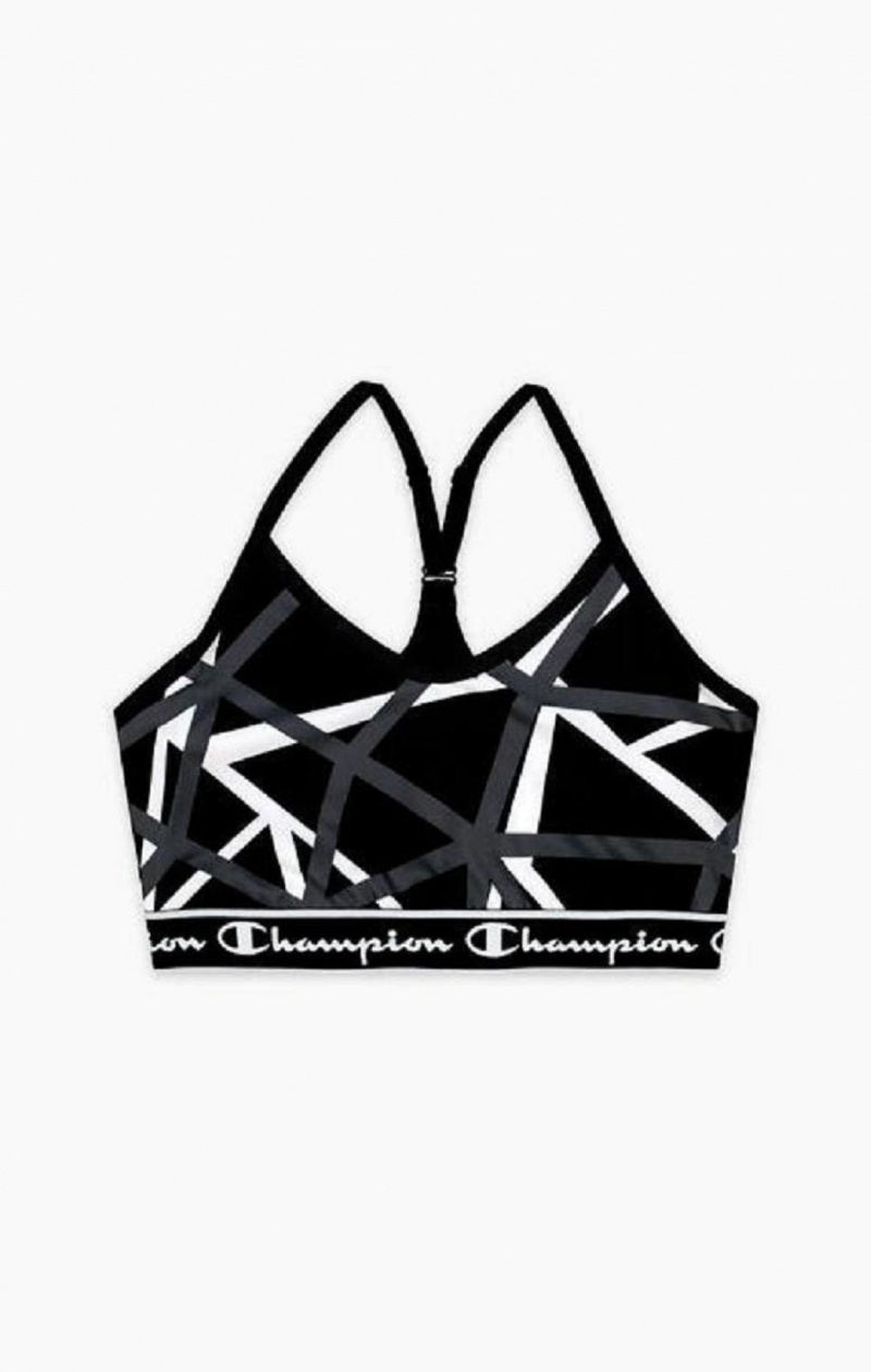 Dámské Sportovní Podprsenka Champion Geometric Print Sports Bra Černé | 4891-TCNRF