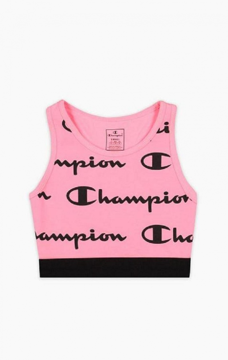 Dámské Sportovní Podprsenka Champion Script Logo Print Racer Back Sports Bra Fuchsie | 8247-OFTXR