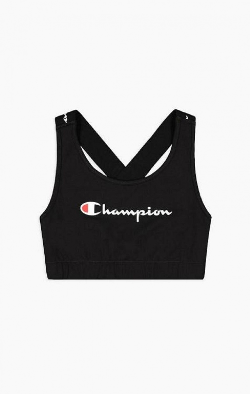 Dámské Sportovní Podprsenka Champion Script Logo Cross Back Sports Bra Černé | 4031-CESTA