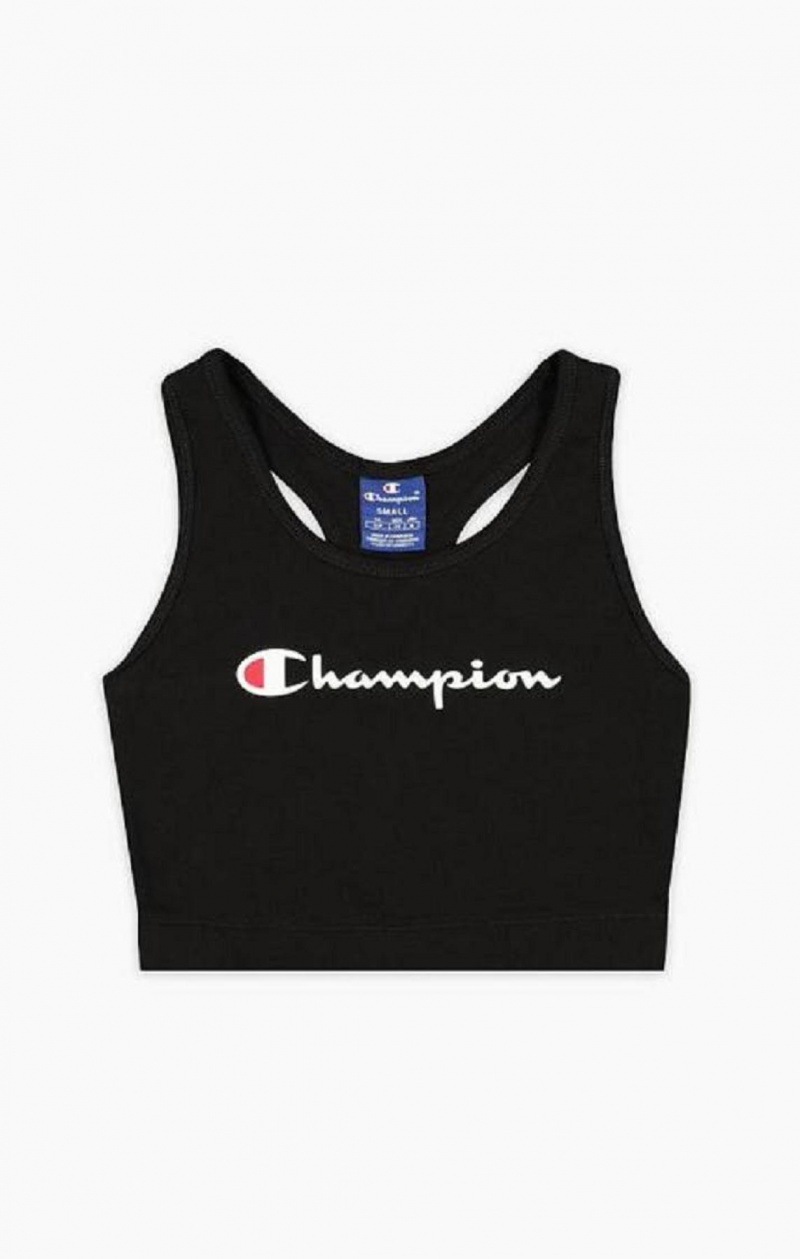 Dámské Sportovní Podprsenka Champion Script Logo Racer Back Sports Bra Černé | 5846-NXHVD