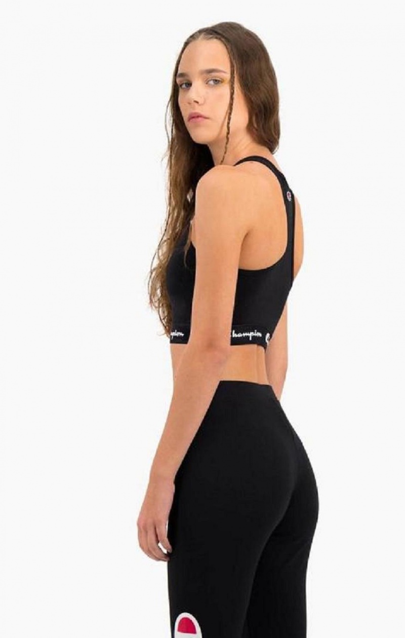 Dámské Sportovní Podprsenka Champion Script Logo Pasem Racer Back Sports Bra Černé | 1706-VUCHG