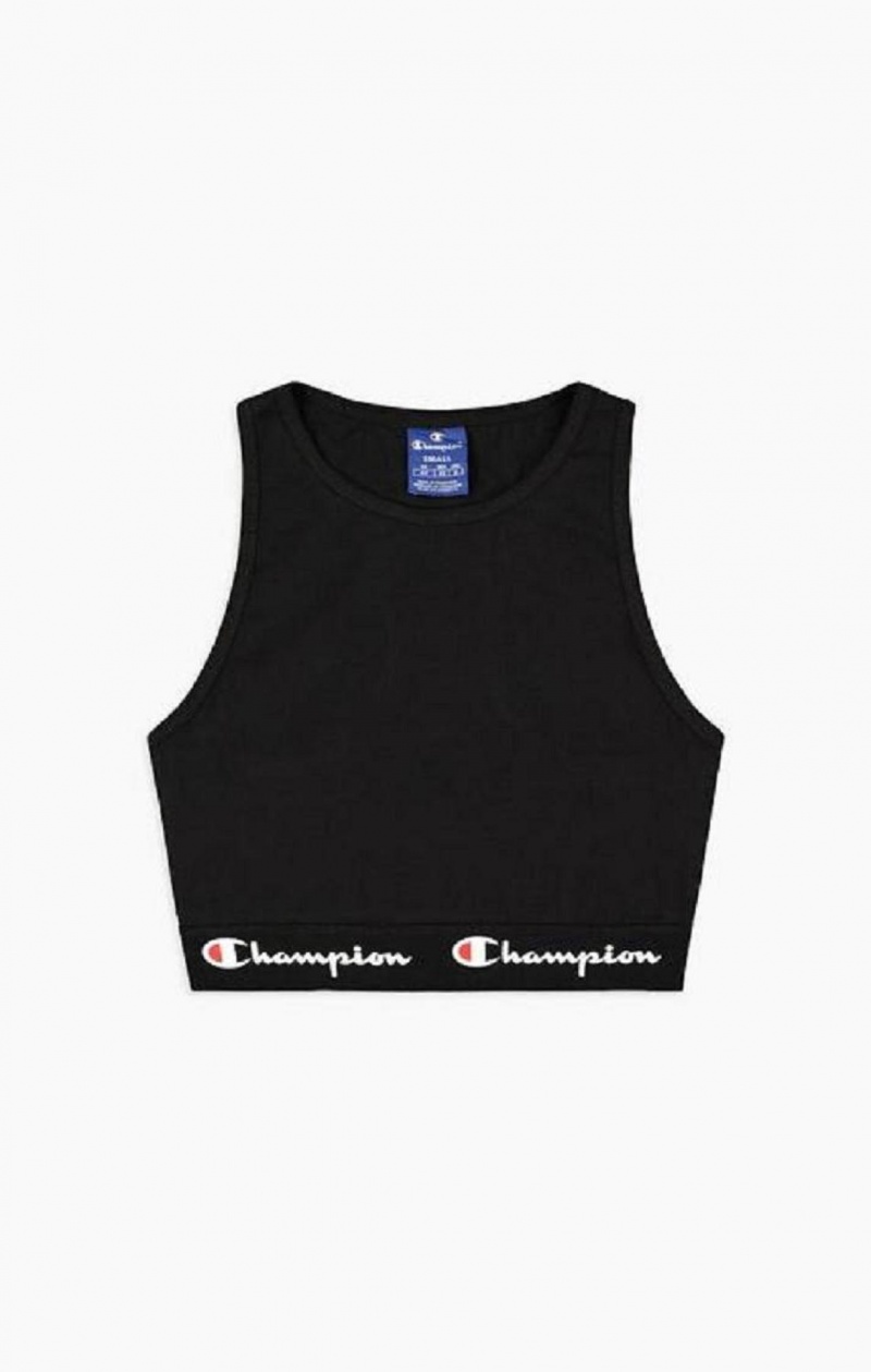 Dámské Sportovní Podprsenka Champion Script Logo Pasem Racer Back Sports Bra Černé | 2450-ITWFJ