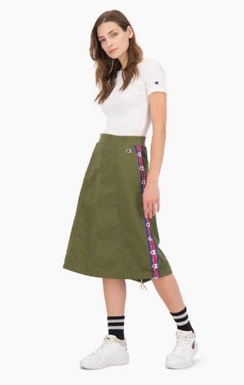 Dámské Sukně Champion Logo Tape Utility Midi Skirt Olivy Zelené Zelene | 9746-DZBYG