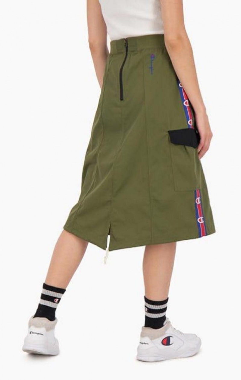 Dámské Sukně Champion Logo Tape Utility Midi Skirt Olivy Zelené Zelene | 9746-DZBYG