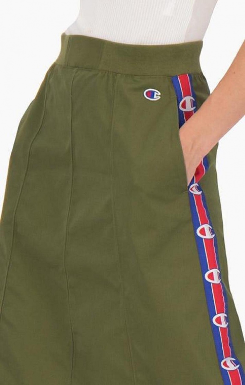 Dámské Sukně Champion Logo Tape Utility Midi Skirt Olivy Zelené Zelene | 9746-DZBYG