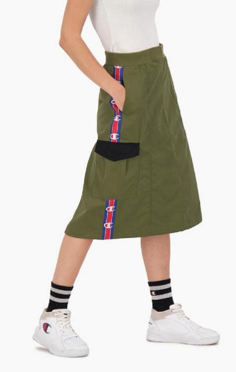 Dámské Sukně Champion Logo Tape Utility Midi Skirt Olivy Zelené Zelene | 9746-DZBYG