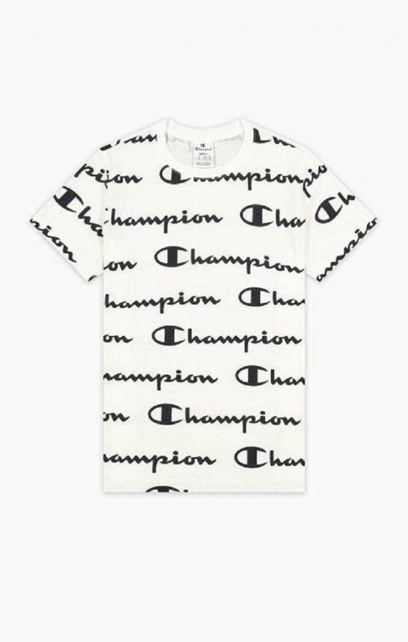 Dámské Tričko Champion All-Over Script Logo T-Shirt Bílé | 3784-WECUL