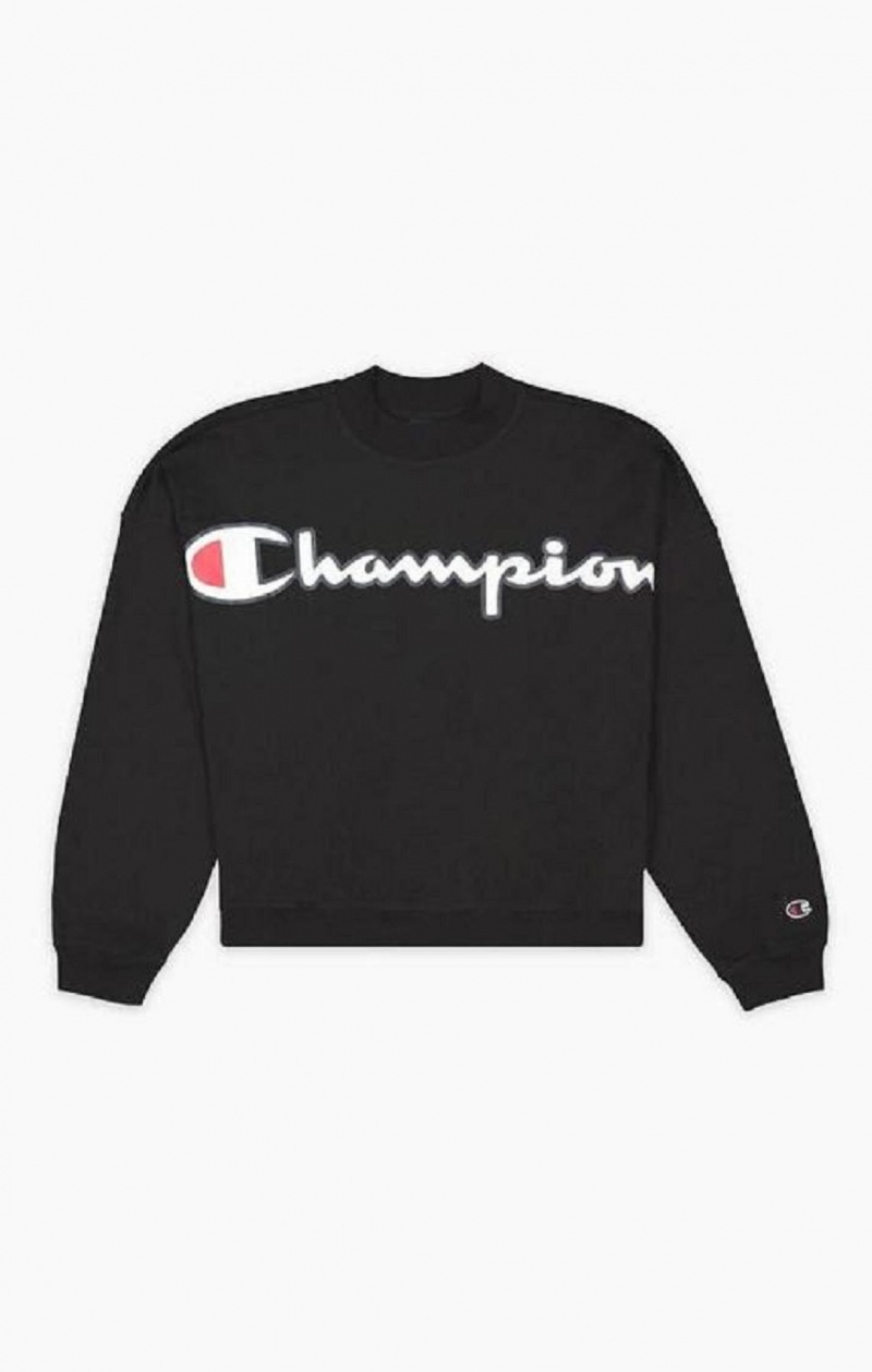 Dámské Tričko Champion Cropped Script Logo T-Shirt Černé | 1837-WNYJR