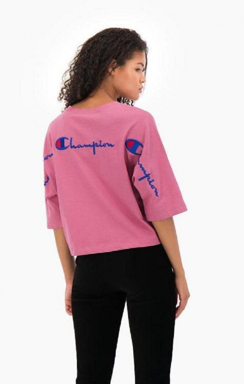 Dámské Tričko Champion Cropped Script Logo T-Shirt Červené | 4172-KICER