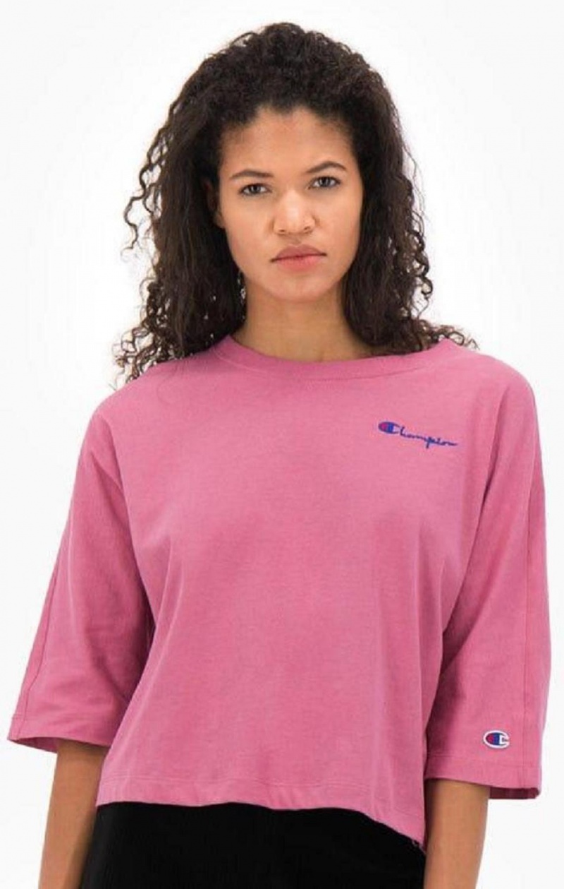 Dámské Tričko Champion Cropped Script Logo T-Shirt Červené | 4172-KICER