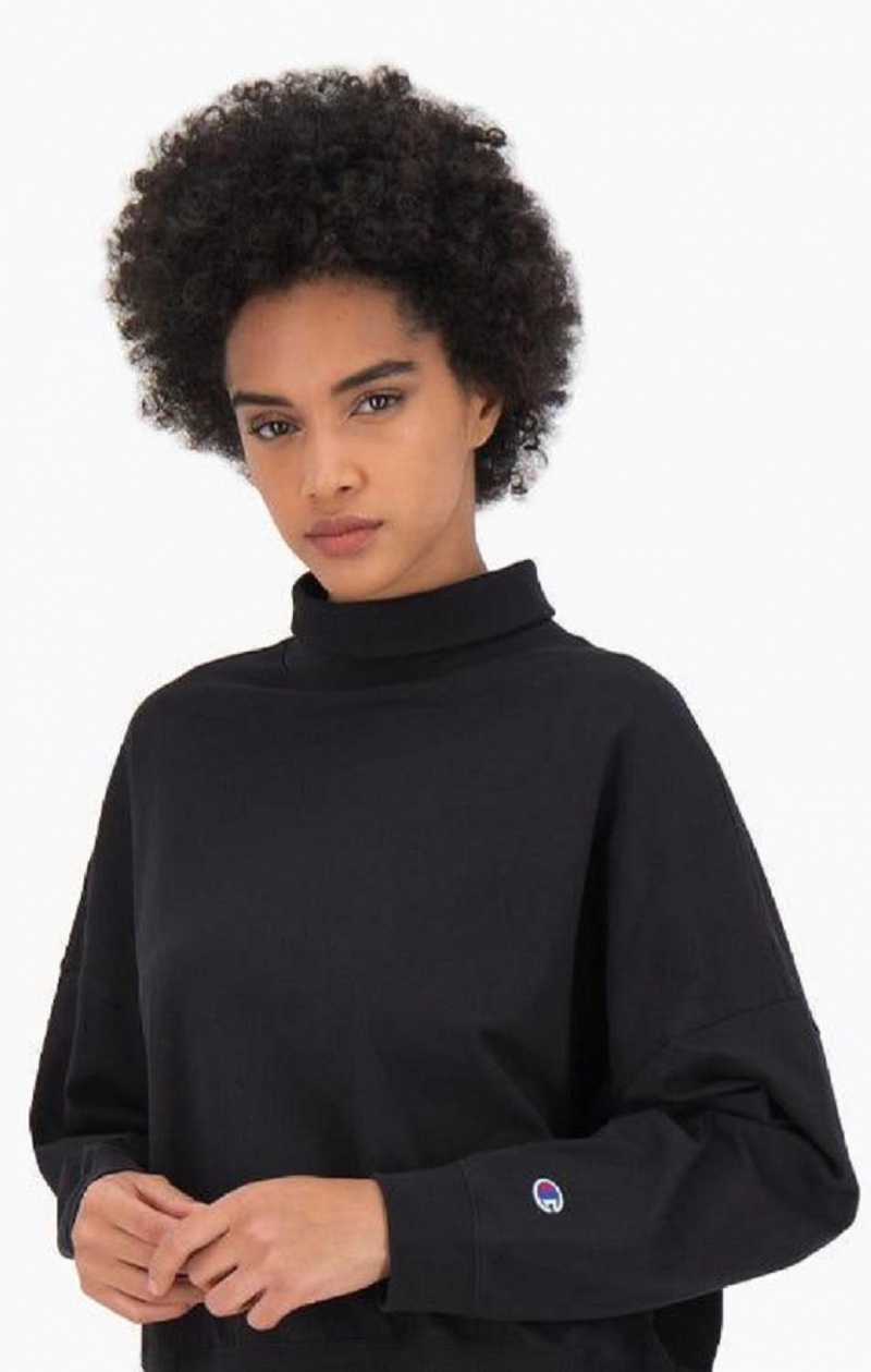 Dámské Tričko Champion High Neck Batwing Sleeve Top Černé | 4058-OAQKS