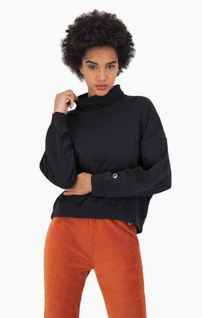 Dámské Tričko Champion High Neck Batwing Sleeve Top Černé | 4058-OAQKS