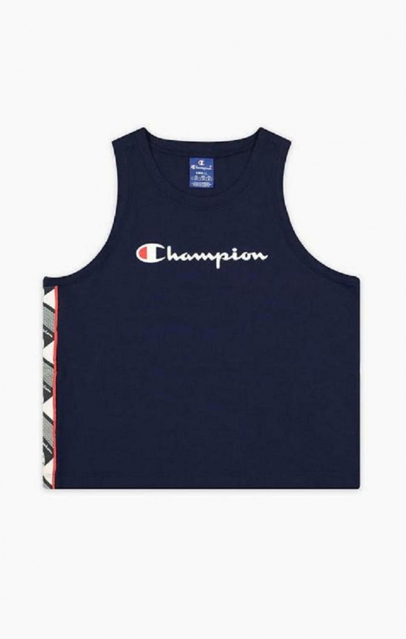 Dámské Tričko Champion Jacquard Logo Tape Tank Top Tmavě Tyrkysové | 7213-XFWLM