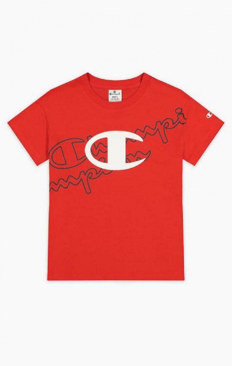 Dámské Tričko Champion Multi Logo Cropped T-Shirt Červené | 4972-BAHKP