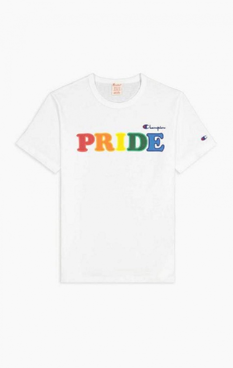 Dámské Tričko Champion PRIDE C Logo Crew Neck T-Shirt Bílé | 8064-MXITY