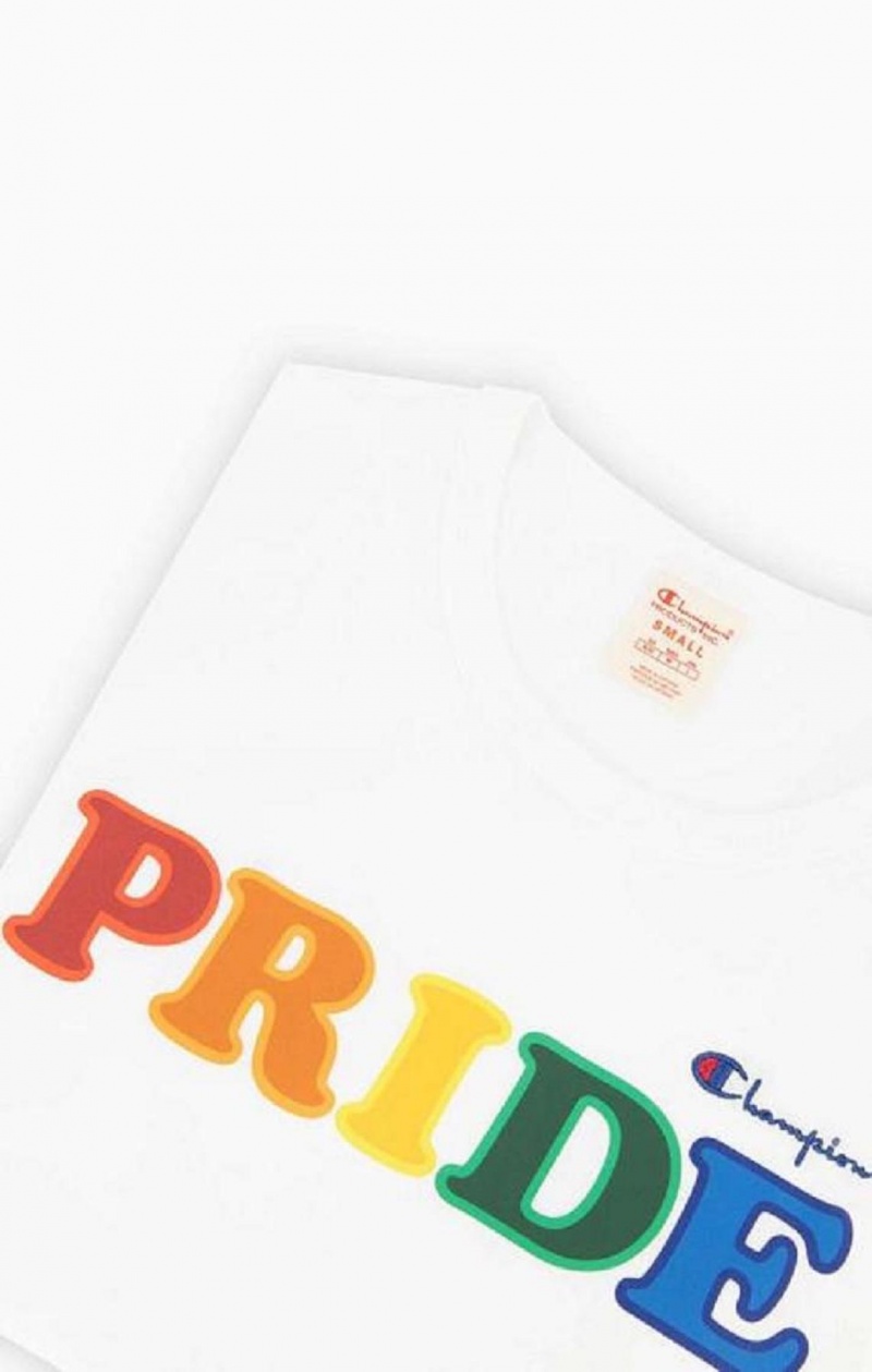 Dámské Tričko Champion PRIDE C Logo Crew Neck T-Shirt Bílé | 8064-MXITY