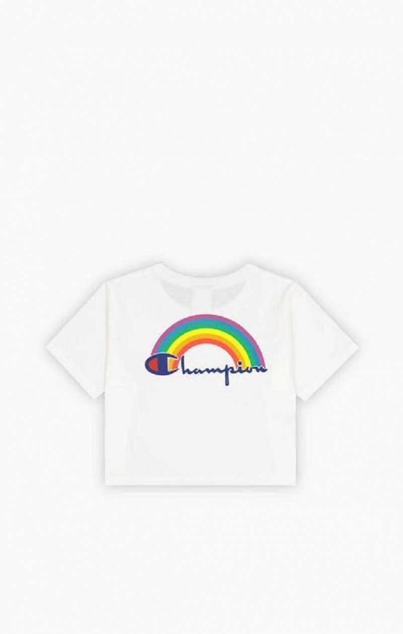 Dámské Tričko Champion PRIDE Crew Neck Cropped T-Shirt Bílé | 0197-YZVRN