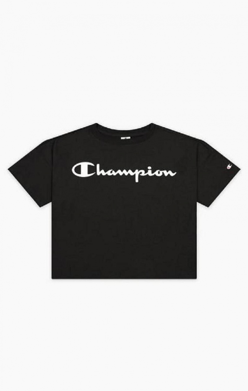 Dámské Tričko Champion Script Logo Cropped T-Shirt Černé | 3910-EMZHA