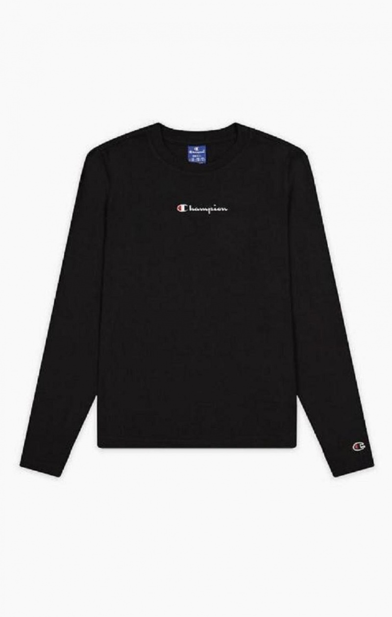 Dámské Tričko Champion Script Logo Long Sleeve T-Shirt Černé | 0613-DWHRP